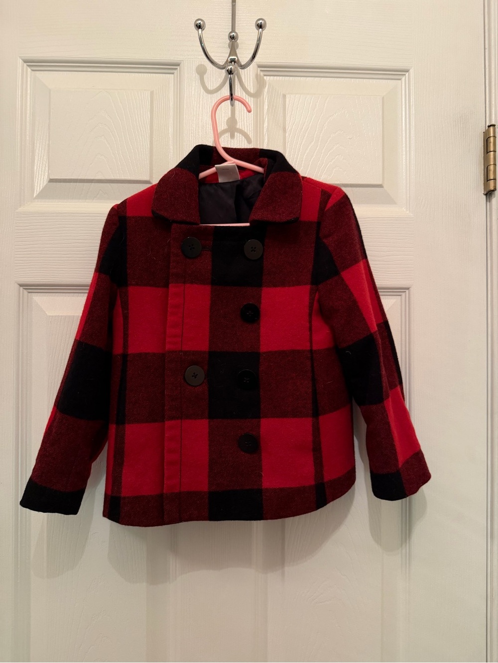 Crewcuts Red and Black Buffalo Plaid Peacoat